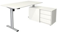 Kerkmann Move 1 base elektrisch höhenverstellbarer Schreibtisch weiß rechteckig, T-Fuß-Gestell silber 150,0 x 80,0 cm