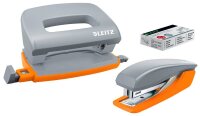 LEITZ Locher und Heftgeräte Set Urban Chic grau/orange