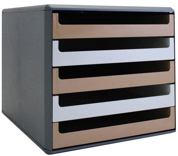 M&M Schubladenbox  karamell, vanille 30057677BE, DIN A4 mit 5 Schubladen, 1 St.
