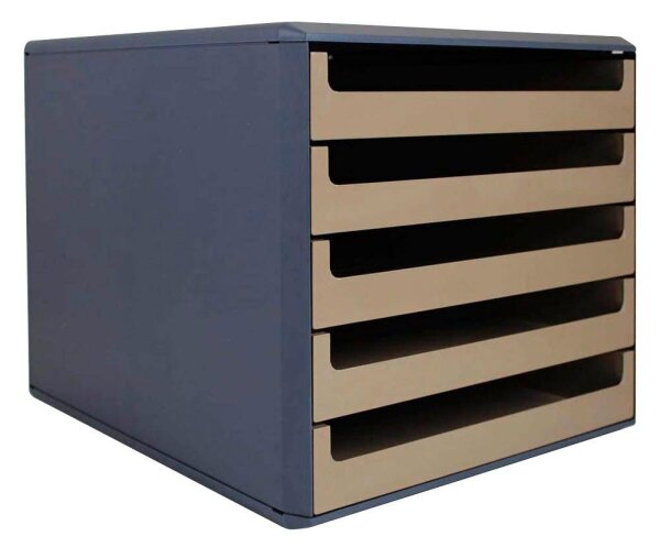 M&M Schubladenbox  karamell 30057652BE, DIN A4 mit 5 Schubladen, 1 St.