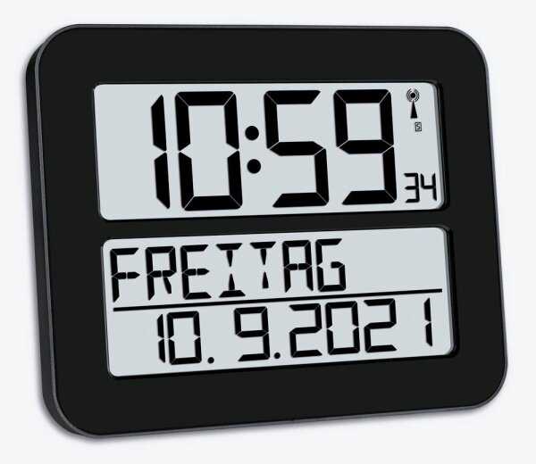 TFA® digitale Funkwanduhr 60.4512.01 schwarz Kunststoff 25,8 x 21,2 cm