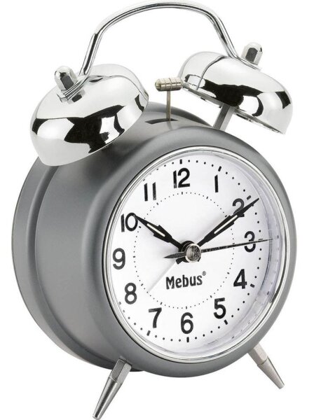 Mebus Wecker 26869 weiß silber Aluminium 10,5 x 15,0 cm