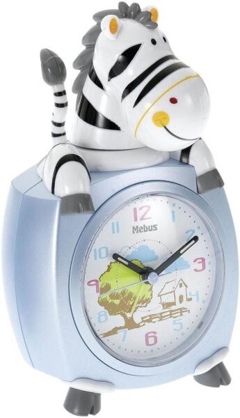 Mebus Kinderwecker Zebra mehrfarbig blau Kunststoff 10,0 x 15,0 cm