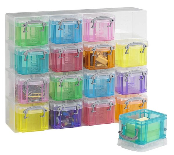 Really Useful Box Kleinteilemagazin 16x 0,14 l transparent, bunt 28,0 x 8,5 x 22,5 cm, 1 St.