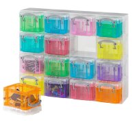 Really Useful Box Kleinteilemagazin 16x 0,14 l transparent, bunt 28,0 x 8,5 x 22,5 cm, 1 St.