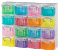 Really Useful Box Kleinteilemagazin 16x 0,14 l transparent, bunt 28,0 x 8,5 x 22,5 cm, 1 St.