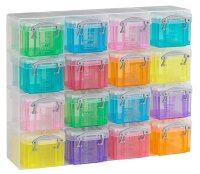 Really Useful Box Kleinteilemagazin 16x 0,14 l transparent, bunt 28,0 x 8,5 x 22,5 cm, 1 St.