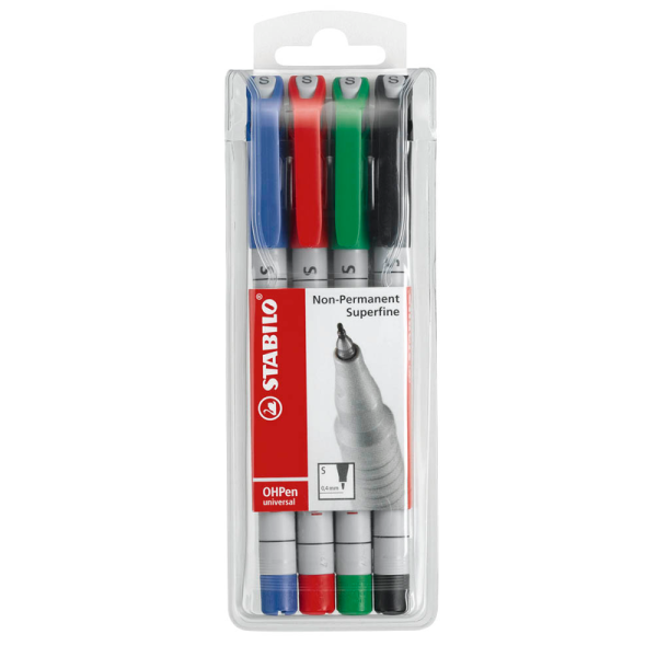 STABILO OHPen universal Folienstifte-Set farbsortiert non-permanent, 4 St.