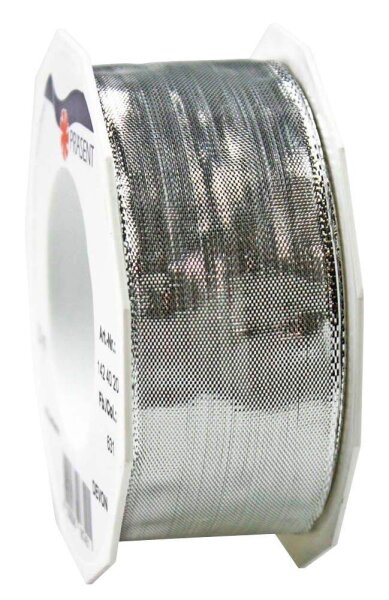 PRÄSENT Geschenkband Devon glänzend silber 40,0 mm x 20,0 m
