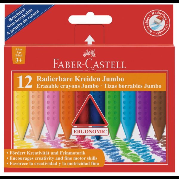 FABER-CASTELL Jumbo Wachsmalstifte farbsortiert, 12 St.