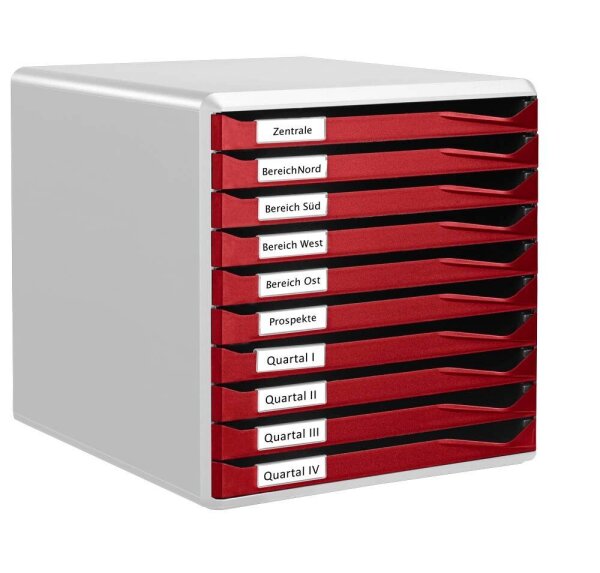 LEITZ Schubladenbox Form Set  bordeaux 52810028, DIN A4 mit 10 Schubladen, 1 St.