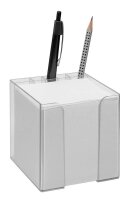 Zettelbox mit Stiftehalter transparent inkl. 850...