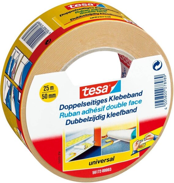 tesa universal 56172 doppelseitiges Klebeband 50,0 mm x 25,0 m, 1 Rolle