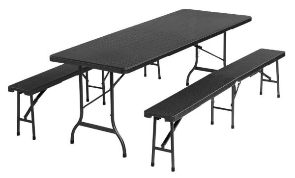 Garden Pleasure Sitzgruppe Ventana, schwarz Kunststoff, Metall, 3-teilig  ( 304723 )
