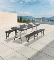 Garden Pleasure Sitzgruppe Ventana, schwarz Kunststoff, Metall, 3-teilig  ( 304723 )