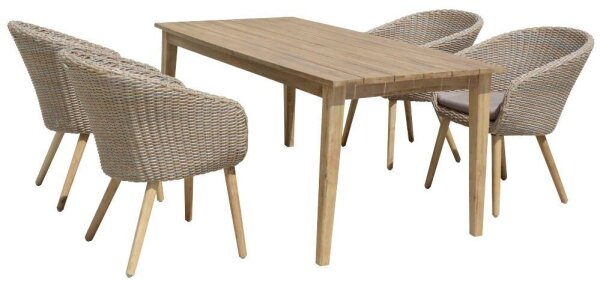 Garden Pleasure Sitzgruppe Visalia taupe, braun Kunststoff, Holz, 5-teilig
