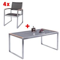 Garden Pleasure Sitzgruppe Ava, silber Kunststoff,...