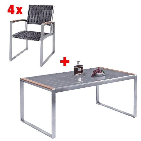 Garden Pleasure Sitzgruppe Ava, silber Kunststoff, Metall, 5-teilig
