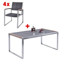 Garden Pleasure Sitzgruppe Ava, silber Kunststoff,...