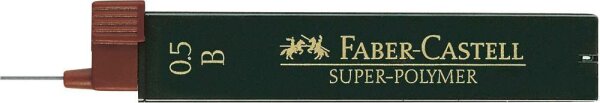 FABER-CASTELL SUPER-POLYMER Feinminen-Bleistiftminen schwarz B 0,5 mm, 12 St.
