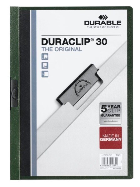DURABLE Klemmhefter DURACLIP dunkelgrün, 25 St.