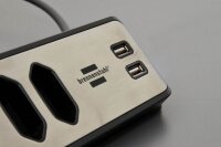 brennenstuhl estilo 4-fach Steckdosenleiste 2,0 m silber mit USB-Buchse