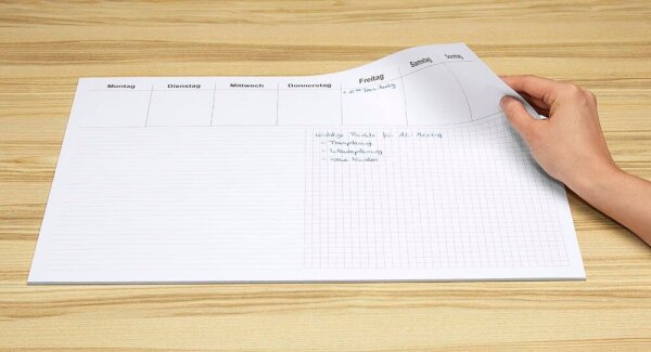 RNK-Verlag Schreibtischunterlage Office - liniert & kariert weiß Papier 48,0 x 33,0 cm, 30 Blatt