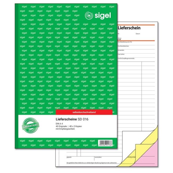 SIGEL Lieferschein mit Empfangsschein Formularbuch SD016, 1 St.