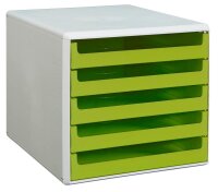 M&M Schubladenbox  lindgrün 30050931, DIN A4 mit 5 Schubladen, 1 St.