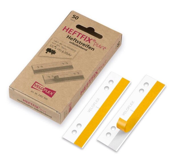 VELOFLEX Heftstreifen, selbstklebend HEFTFIX®pure weiß Kunststoff, 50 St.