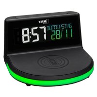 TFA® digitaler Wecker 60.2028.01 CHARGE IT WIRELESS schwarz Kunststoff 136,0 x 126,0 mm