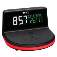 TFA® digitaler Wecker 60.2028.01 CHARGE IT WIRELESS schwarz Kunststoff 136,0 x 126,0 mm