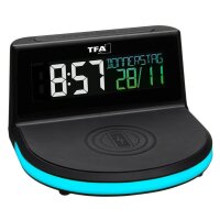 TFA® digitaler Wecker 60.2028.01 CHARGE IT WIRELESS schwarz Kunststoff 136,0 x 126,0 mm