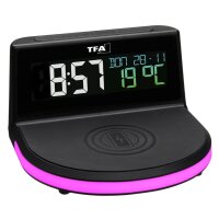 TFA® digitaler Wecker 60.2028.01 CHARGE IT WIRELESS schwarz Kunststoff 136,0 x 126,0 mm