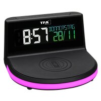 TFA® digitaler Wecker 60.2028.01 CHARGE IT WIRELESS schwarz Kunststoff 136,0 x 126,0 mm