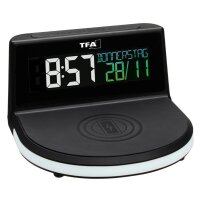 TFA® digitaler Wecker 60.2028.01 CHARGE IT WIRELESS schwarz Kunststoff 136,0 x 126,0 mm