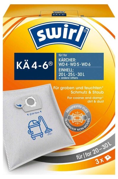 swirl® Reißfestes Vlies - für groben und feuchten Schmutz KÄ 4-6 Staubsaugerbeutel, 3 St.