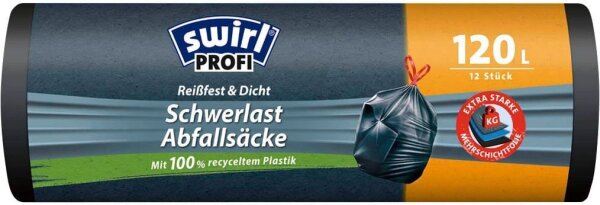 swirl® Schwerlastsäcke PROFI 4639 120,0 l schwarz, 12 St.