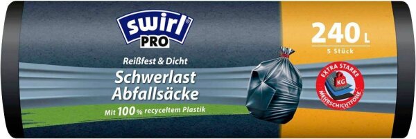 swirl® Schwerlastsäcke PRO 2283 240,0 l schwarz, 5 St.