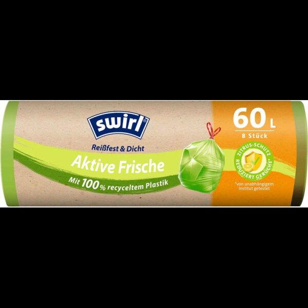swirl® Müllbeutel Reißfest & Dicht Aktive Frische 4638 60,0 l grün, 8 St.