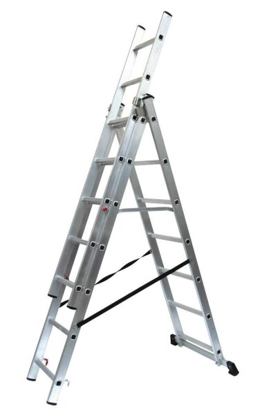 SZ Metall Vielzweckleiter silber 3x 7 Sprossen, H: 409,0 cm