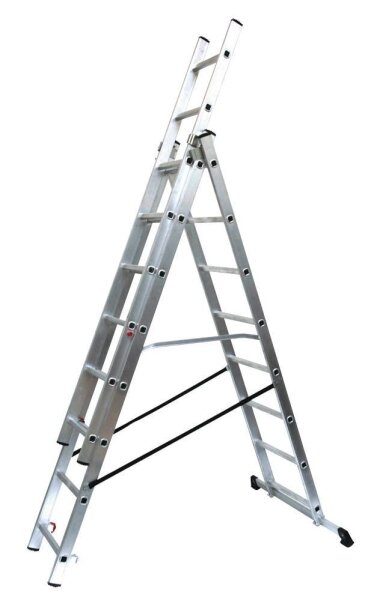 SZ Metall Vielzweckleiter silber 3x 8 Sprossen, H: 489,0 cm