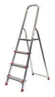 SZ Metall Stehleiter einseitig silber 4 Stufen, H: 157,0 cm