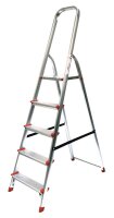 SZ Metall Stehleiter einseitig silber 5 Stufen, H: 180,0 cm
