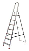 SZ Metall Stehleiter einseitig silber 7 Stufen, H: 227,0 cm