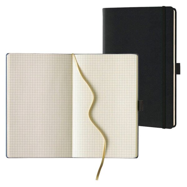 Lediberg Notizbuch Tucson ca. DIN A5 kariert, schwarz Hardcover 240 Seiten, 1 St.