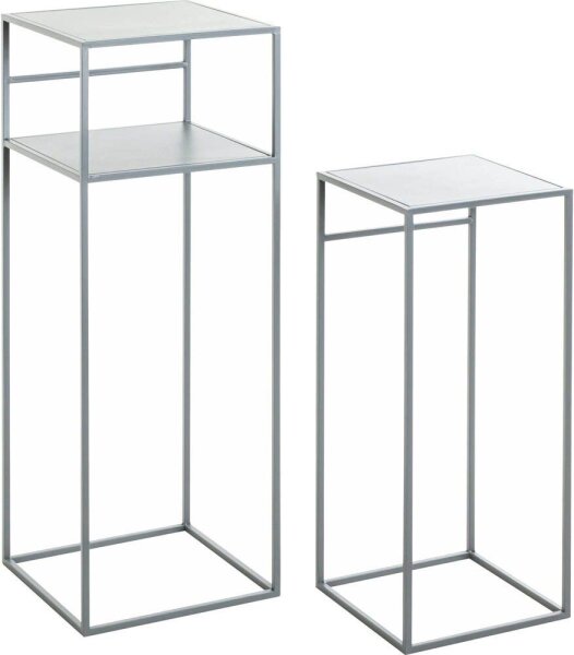 HAKU Möbel Beistelltische-Set rechteckig Metall grau, 2 St.