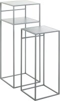 HAKU Möbel Beistelltische-Set rechteckig Metall grau, 2 St.