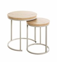 HAKU Möbel Beistelltische-Set rund MDF-Platte eiche,...