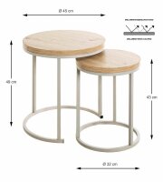 HAKU Möbel Beistelltische-Set rund MDF-Platte eiche,...